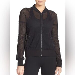 Black mesh bomber jacket